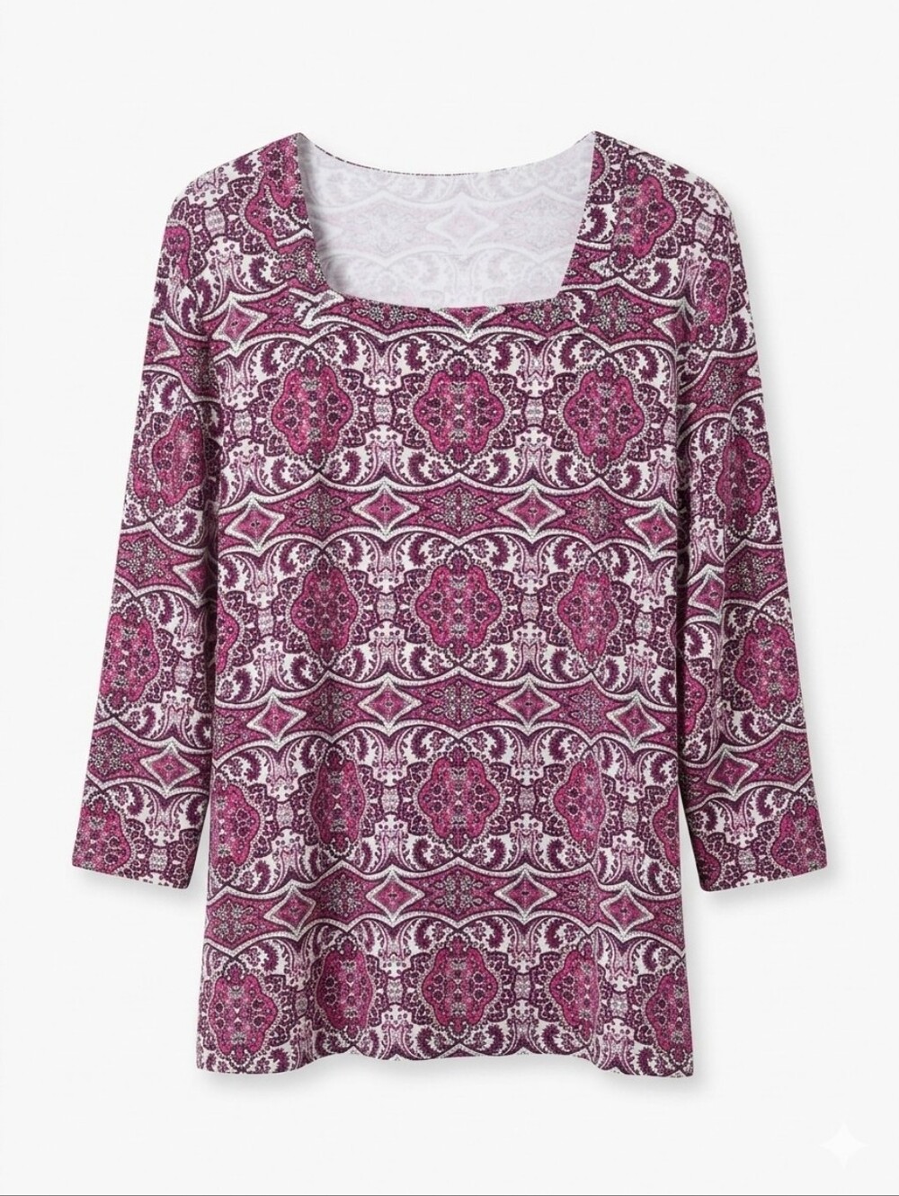 NWT Kim Rogers Square Neck Geometric Print Top